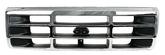 1992-96 Ford F-150, F-250, F-350, Bronco; Grill Assembly; Without Emblem; Chrome With Dark Gray Accent